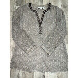 Chicos Crafted Artesian Emery Top Beaded Geometric Sz 0